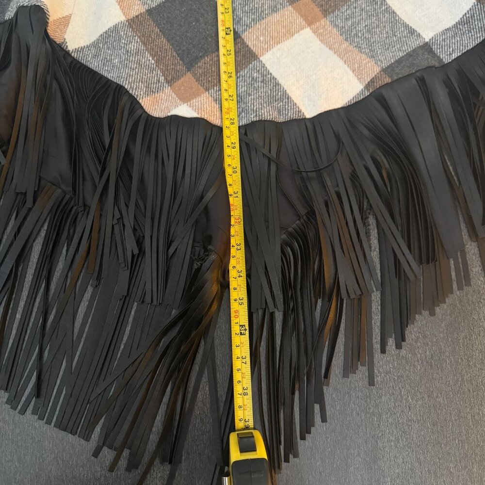Autumn Adeigbo Women's Plaid Skirt With Fringe Hem & Side Buckles, Size 16 - Picture 8 of 8